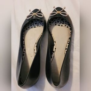 Melissa Black Flats with Pink Bow Vintage Y2K